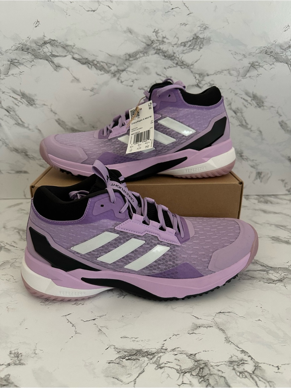 adidas Crazyflight 6 Mid Indoor Powder Plum Tennis Athletic Shoes Women Size 10